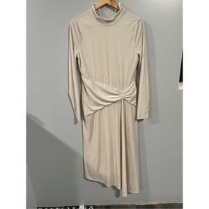 Brand New Halston Bell Velvet Cocktail Dress Dove Grey Women’s 6 Tie Back Zip
